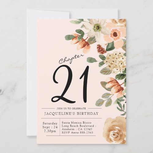 21st Birthday Vintage Floral Invitation