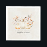 21st Birthday White Pumpkin Fall Leaves Custom Napkins<br><div class="desc">Modern and elegant white pumpkin and fall leaves botanical design. The soft watercolor palette is a sophisticated blend of soft terracotta golden yellow sage and brown. Perfect for your fall birthday party.</div>