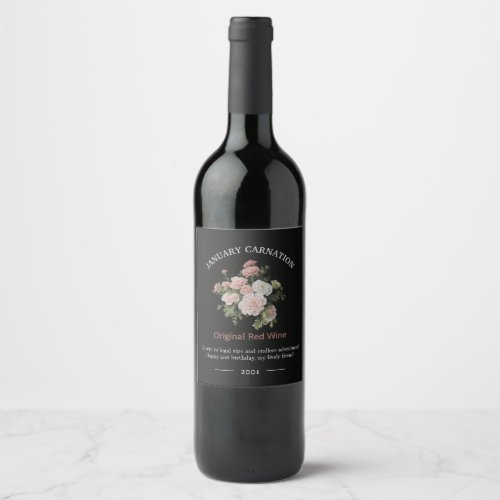 21st Birthday Wine Label Set _ January Carnation