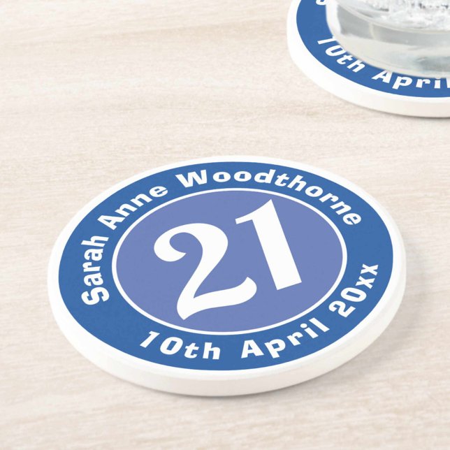 21st Birthday with Name, Age, & Date Coaster (Creator Uploaded)