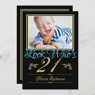 21st Birthday with Photo Invitation