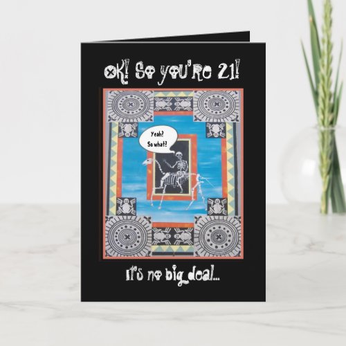21st Birthday with Skeleton Riding a Horse _ FUNNY Card