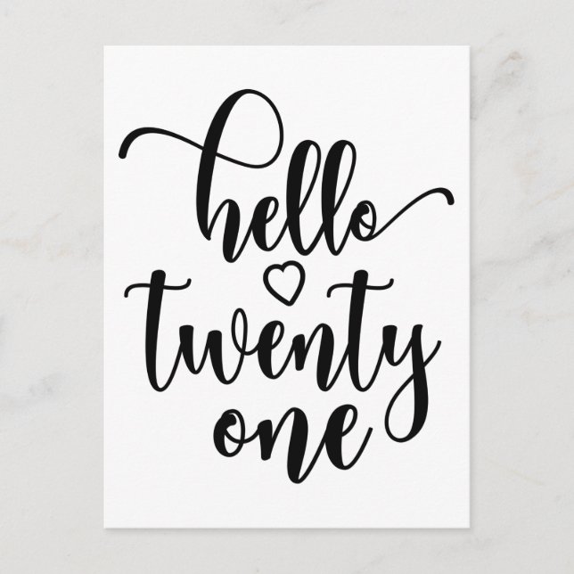21st Birthday Women Hello 21 Cute 21 Years Old Postcard (Front)