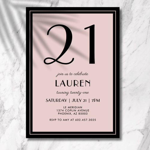 21st Birthday Women's Modern Minimal Black Pink