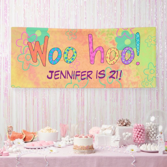 21st Birthday WooHoo Name Personalized Banner (Party)