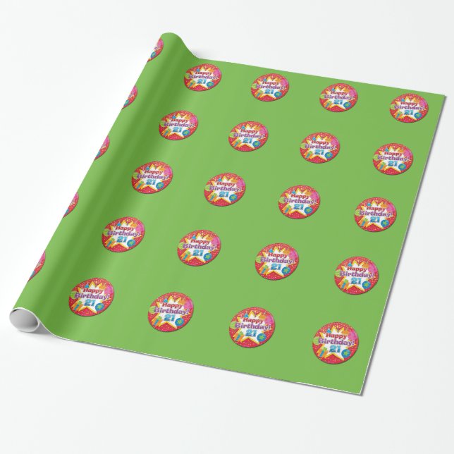 21st Birthday Wrapping Paper (Unrolled)