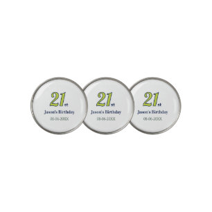 21st birthday yellow blue green bold letter name t golf ball marker