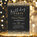 21st Black Gold Glitter Any Age Birthday  Invitation<br><div class="desc">Celebrate turning 21 in sparkling style with this 21st Black Gold Glitter Any Age Birthday Invitation! Featuring a sleek black background and shimmering faux gold glitter accents, this design brings modern glam to your milestone celebration. Whether you're planning a chic dinner or a fun night out, this editable invitation allows...</div>
