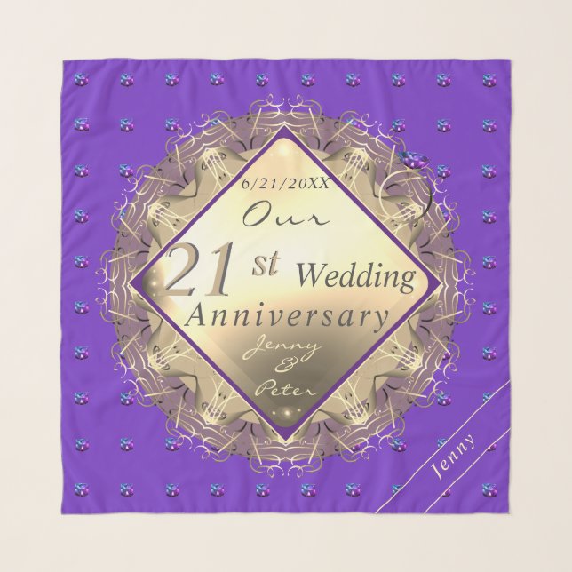 21st Brass & Iolite Anniversary Chiffon Scarf (Front)