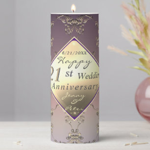 21st Brass Iolite Anniversary Pillar Candle
