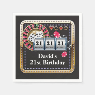 21st Casino Poker Playing Card Birthday Napkins