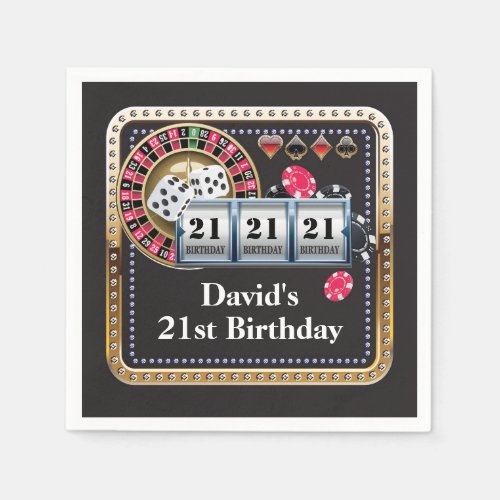 21st Casino Poker Playing Card Birthday Napkins
