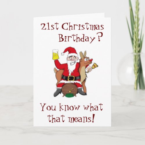 21st CHRISTMAS BIRTHDAY WISHES TIME TO PARTY Holiday Card