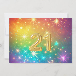 21st Colorful Rainbow star space Holiday Card