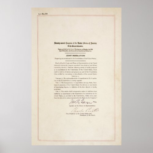 21st Constitutional Amendment Ending Prohibition Poster