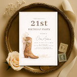 21st Cowgirl Floral Birthday Party Invitation<br><div class="desc">A beautiful cowgirl themed 21st birthday party invitation featuring soft florals and western charm. Perfect for celebrating a milestone birthday with a fun country vibe. The floral details add a feminine touch while keeping that classic cowgirl style. Ideal for backyard parties, barn venues, country bars, or western themed celebrations. Easily...</div>