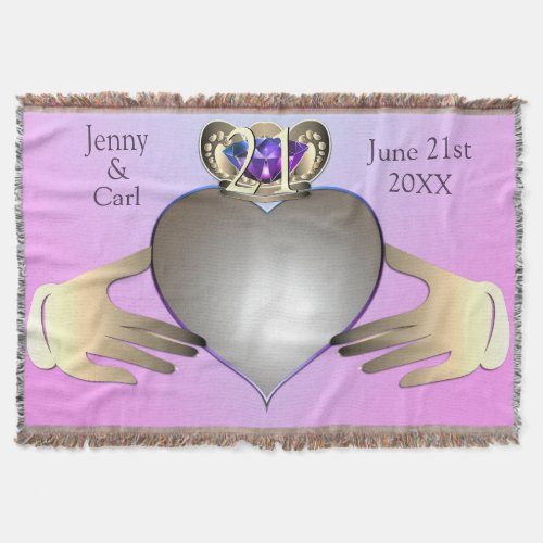 21stCustom Wedding Anniversary Claddaugh Photo Th Throw Blanket