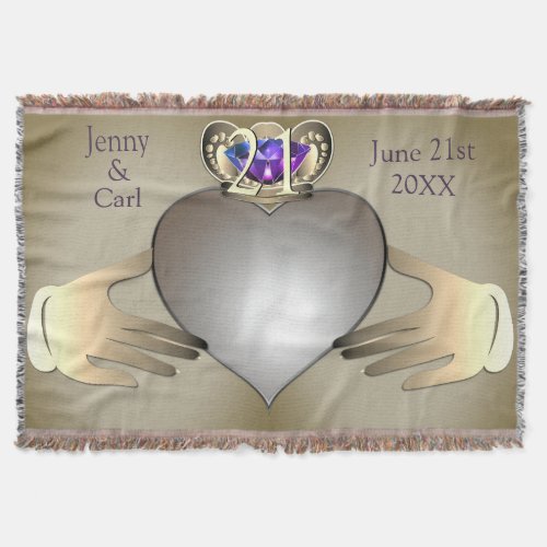 21stCustom Wedding Anniversary Claddaugh Photo Throw Blanket