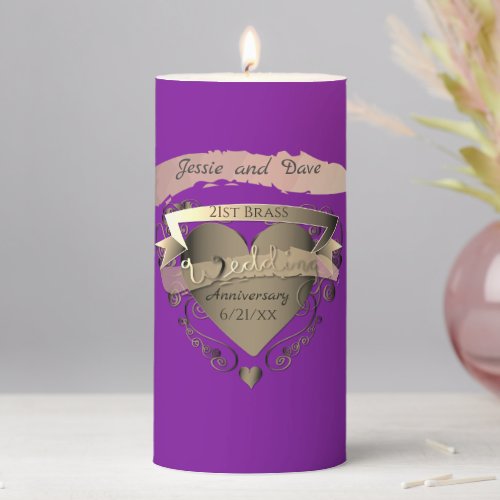 21stCustom Wedding Anniversary HeartPillar Candle