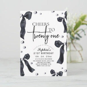 21st Elegant Bow Birthday Party Invitation