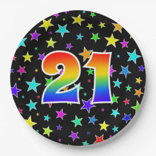 21st Event: Bold, Fun, Colorful Rainbow 21 Paper Plates
