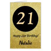 21st Happy Birthday Black Gold Glitter Extra Large Card | Zazzle