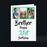 21st happy birthday brother photo collage Card<br><div class="desc">🌶️ Put a smile on a face with this awesome 21st birthday brother photo collage card. - Simply click to personalize this design 🔥 My promises - This design is unique and is designed with you in mind 🙏 Thank you for supporting my small business - If you would like...</div>