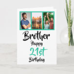 21st happy birthday brother photo collage Card<br><div class="desc">🌶️ Put a smile on a face with this awesome 21st birthday brother photo collage card. - Simply click to personalize this design 🔥 My promises - This design is unique and is designed with you in mind 🙏 Thank you for supporting my small business - If you would like...</div>