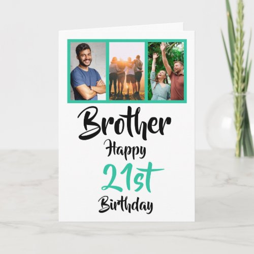 21st happy birthday brother photo collage Card