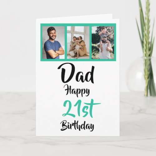 21st happy birthday Dad photo collage Card