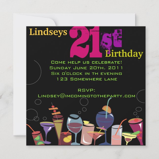 21st Happy Birthday Party Invitation Invite (Front)