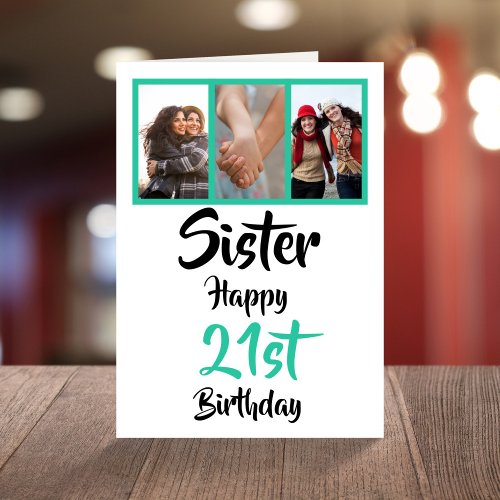 21st happy birthday sister photo collage Card