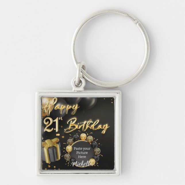 21st Happy Birthday Souvenir Keychain (Front)