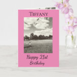 21st Inspiration Follow Your Dreams Birthday Card<br><div class="desc">Celebrate her 21st birthday with an encouraging card sending a “Follow Your Dreams” message,  The unique image of a girl flying a kite will delight your special woman. The bold pink,  black and white design sends a message of a positive future and best wishes for her journey in life.</div>