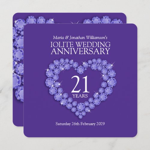 21st iolite wedding anniversary party invitations