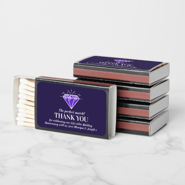 21st iolite wedding anniversary purple gem matchboxes (Stacked)