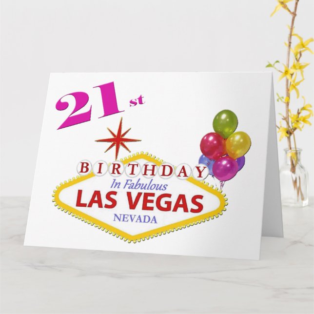21st Las Vegas Birthday Card (Yellow Flower)