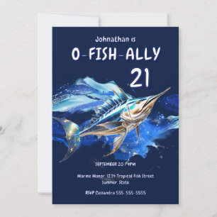 21st Marlin deep sea fishing boys theme party Invitation