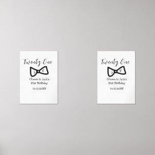 21st men birthday add name bow date cheers black wall art sets