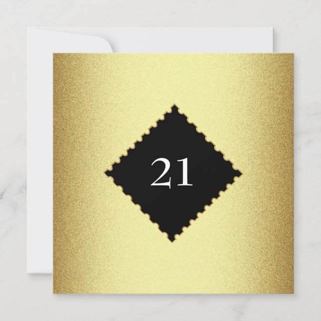 21st Metal Gold Frame Special Birthday Event Invitation (Front)
