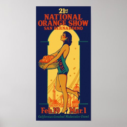 21st National Orange Show Vintage Poster 1931