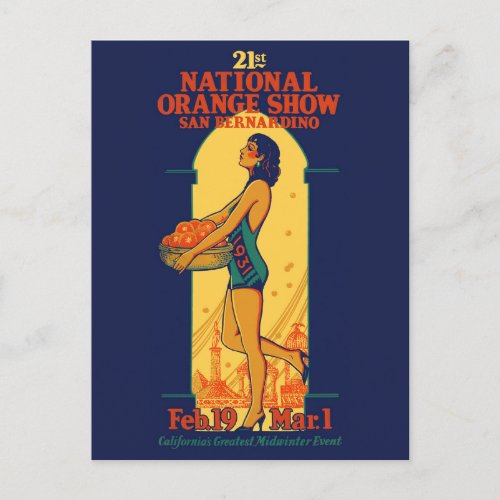21st National Orange Show Vintage Poster 1931 Postcard