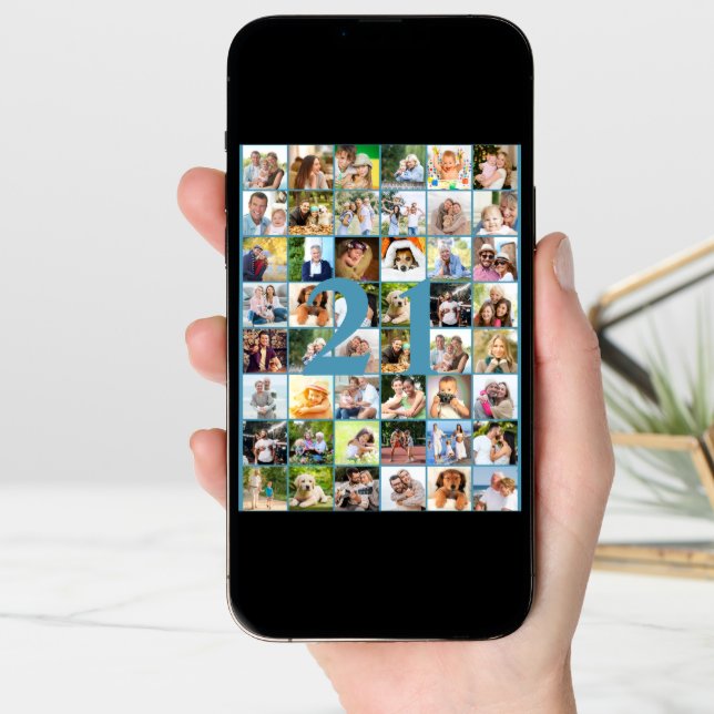 21st or Any Age Photo Collage Big Birthday Card (Front Digital)