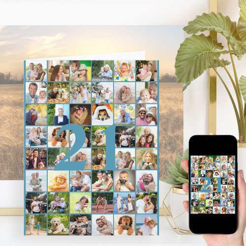 21st or Any Age Photo Collage Big Birthday Card