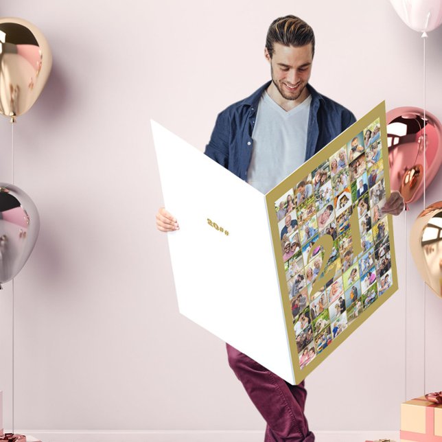 21st or Any Age Photo Collage Giant Birthday Card (Creator Uploaded)