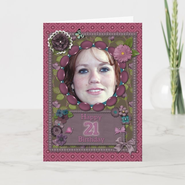 21st Photo card for a birthday (Front)