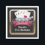 21st Poker Playing Card Casino Birthday Napkins<br><div class="desc">21st Poker Playing Card Casino Birthday Napkins. Casino theme gold glitter invite,  18th 20th 21st 30th 40th 50th 60th 70th 80th 90th 100th,  Any age. For further customization,  please click the "Customize it" button and use our design tool to modify this template.</div>