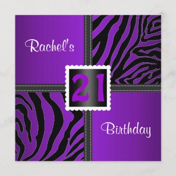 21st Purple Birthday Party Invitation by party_depot at Zazzle