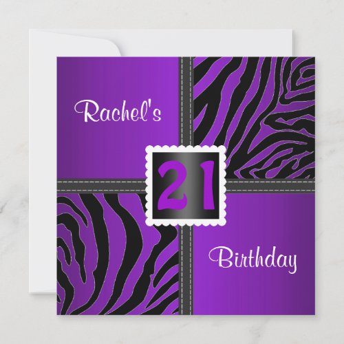 21st purple birthday party invitation