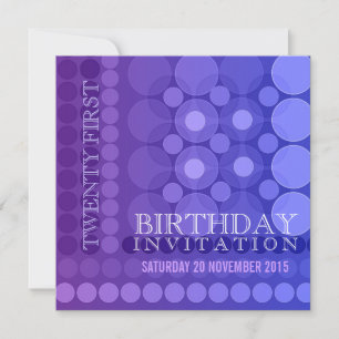 21st Purple Funky Dots Pattern Birthday Invitation